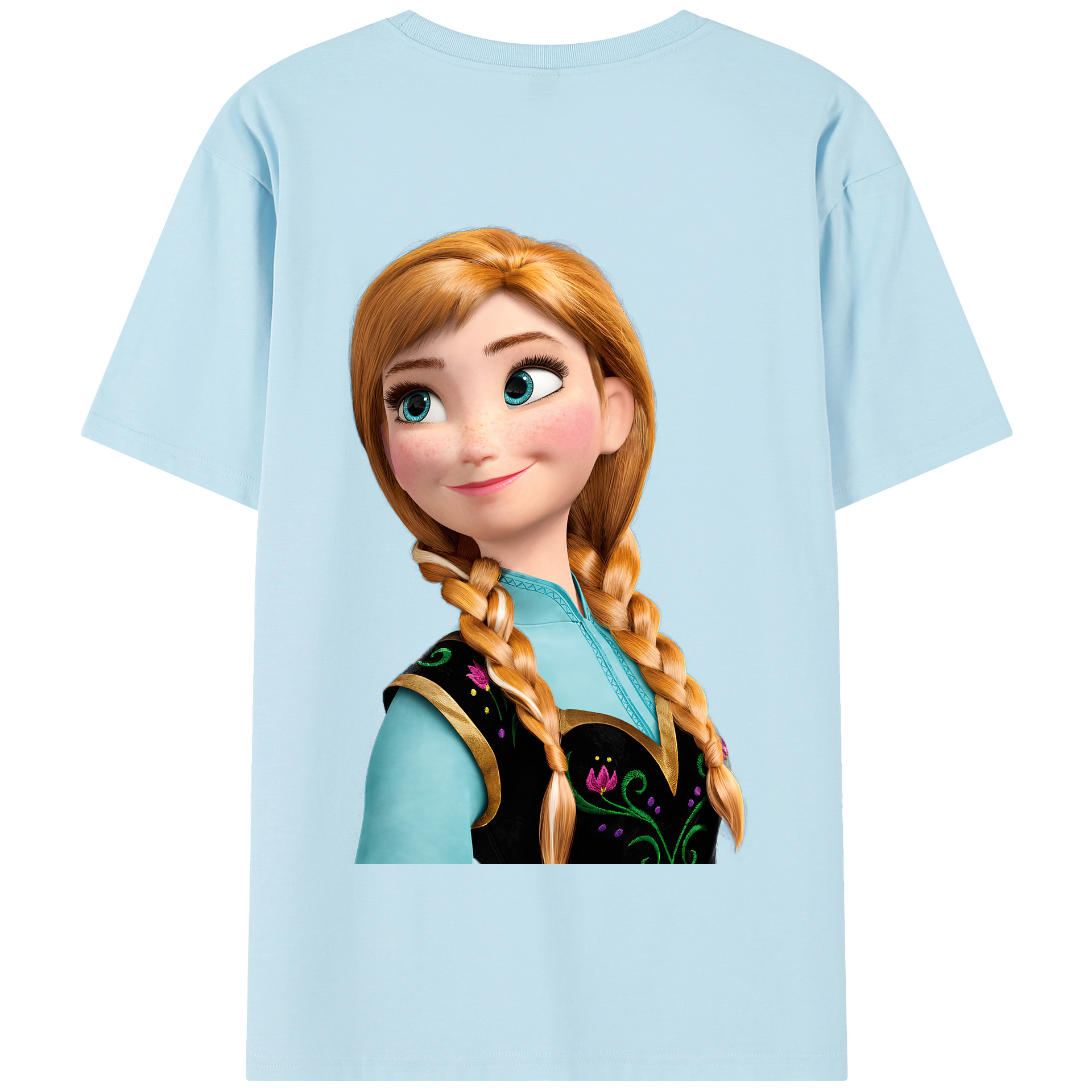 （画像用） アナと雪の女王 アンナ エルサ Frozen Anna Elsa 綿100％半袖Tシャツ（背面プリント）